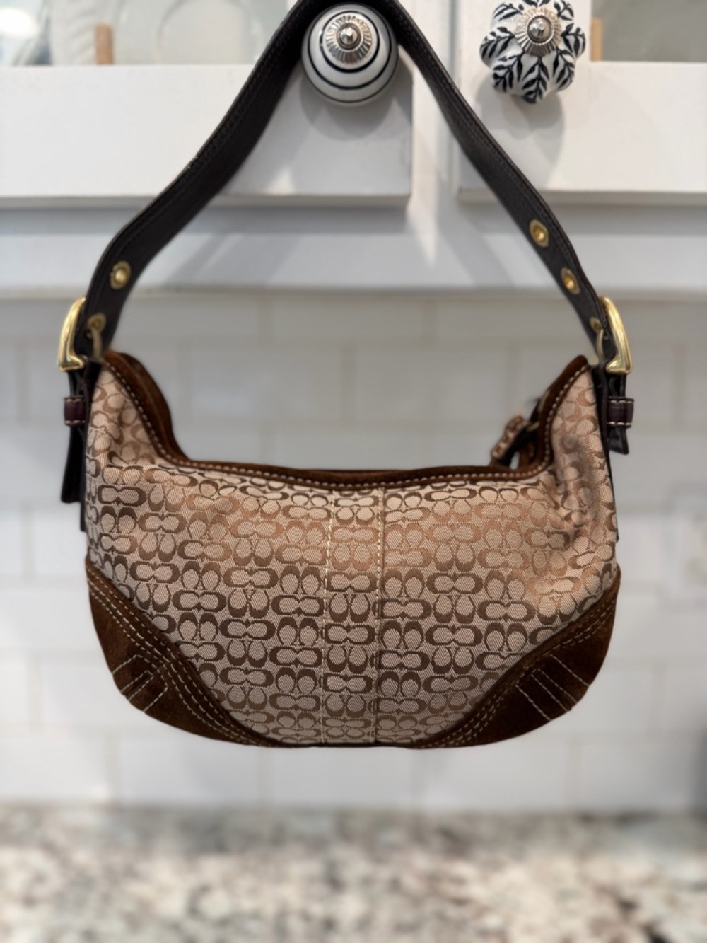 Coach Brown/Tan Signature Jacquard soho Shoulder Bag - Picture 3 of 16